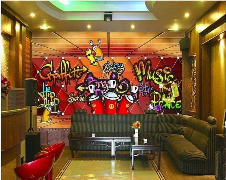 Mẫu vẽ tranh tường quán karaoke họa tiết vui nhộn giúp không gian thêm sống động hơn