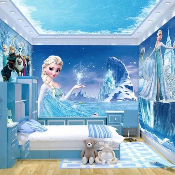 Công chúa Elsa xinh đẹp trong bức tranh vẽ tường phòng ngủ bé gái