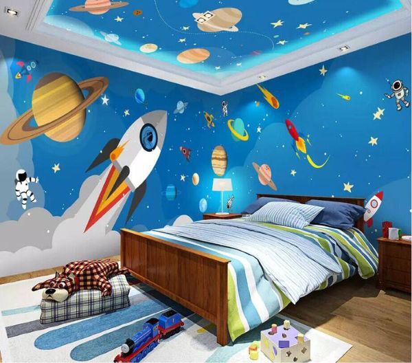 Mẫu tranh vũ trụ bao la vẽ trong phòng bé 