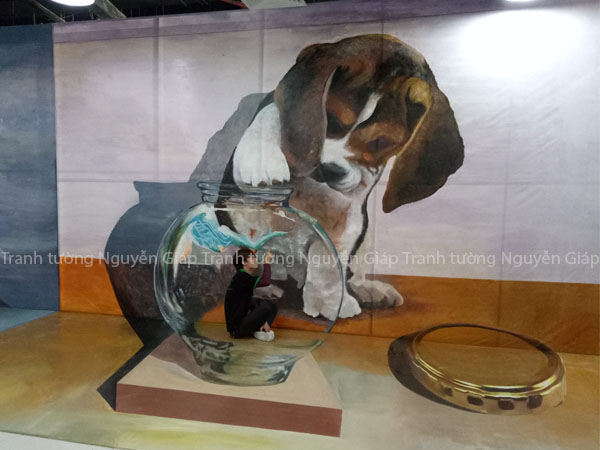Tranh 3D tương tác với chú chó đẹp