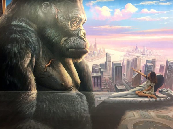 Tranh tường 3D vẽ King Kong