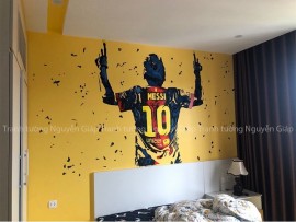 Tranh Tường 3D Phòng Ngủ Vẽ Messi