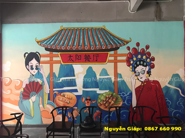 Tranh tường quán lẩu Đài Loan