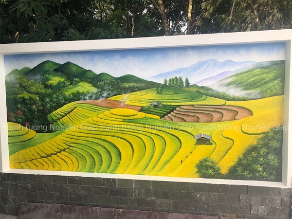 Tranh tường vẽ ruộng bậc thang đẹp nhất tại Bắc Giang