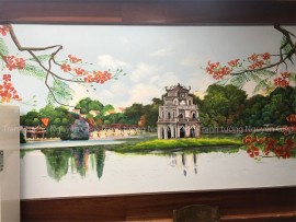 Tranh tường vẽ Hồ Gươm