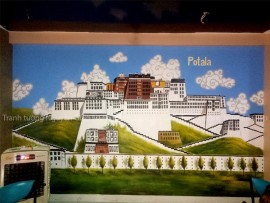 Tranh tường vẽ Thủ Phủ Tây Tạng quán ăn chay