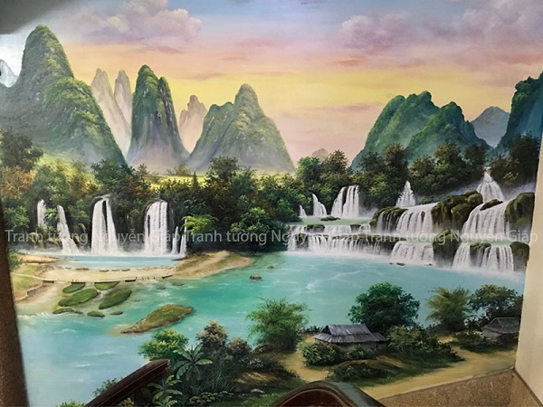Vẽ tranh phong cảnh thác Bản Giốc tại Việt Yên, Bắc Giang