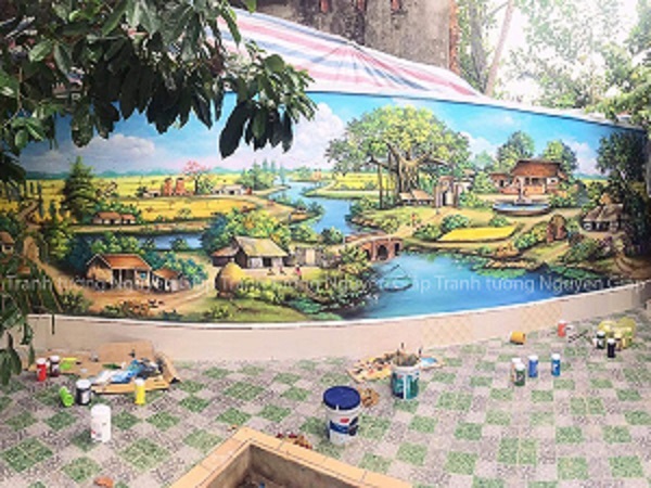 Vẽ tranh tường đồng quê đẹp tại Hoàng Mai, Hà Nội