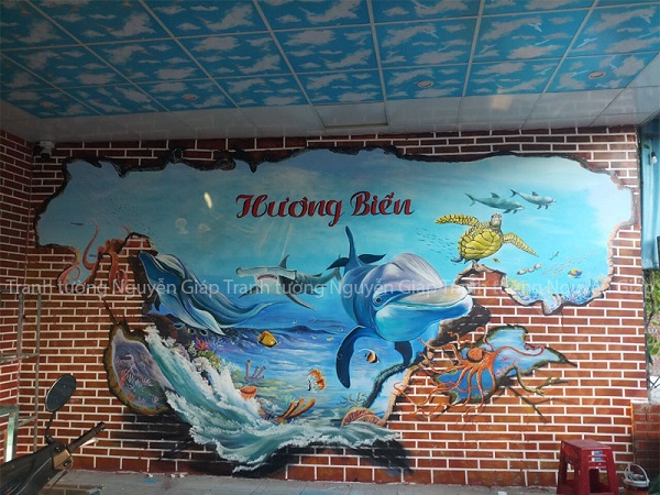 Vẽ tranh tường nhà hàng hương biển tại Hạ Long